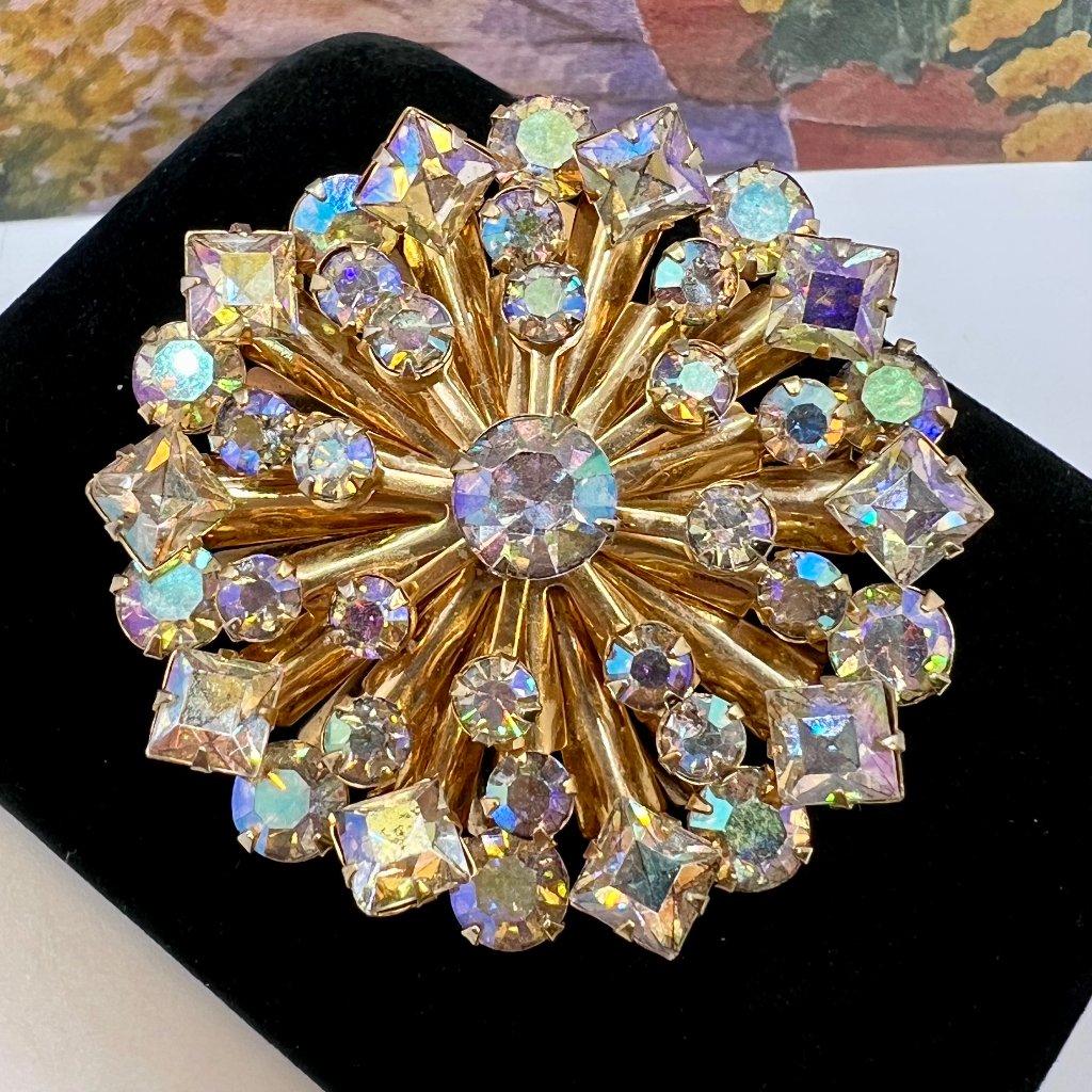 Aurora Borealis Starburst Brooch 37$